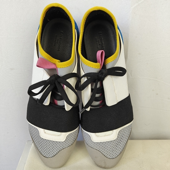 Balenciaga Multicolor Leather and Mesh Race Runner Sneakers Size 37EU 7US - Picture 10 of 13